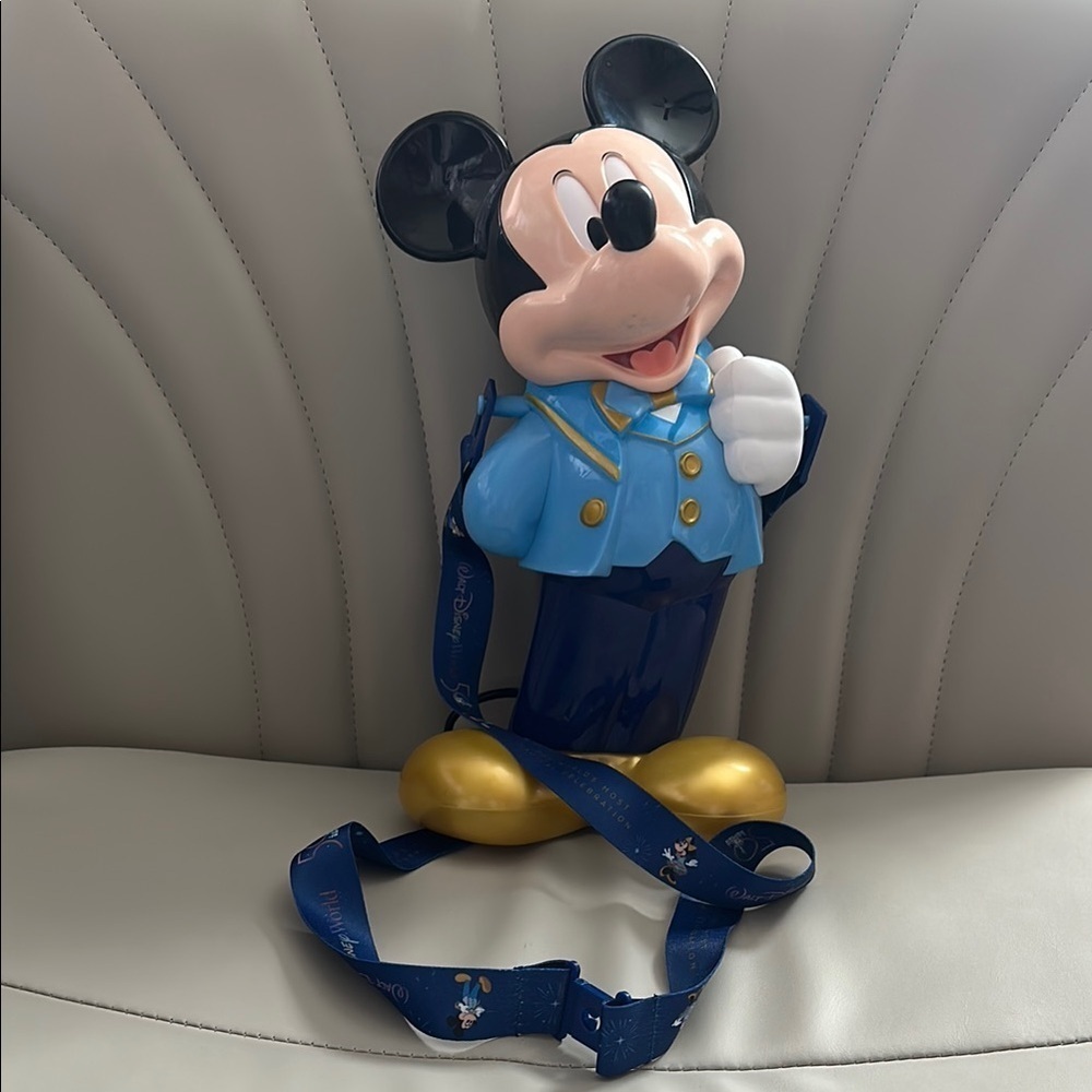 Disney Mickey Mouse 50th Anniversary Celebration Popcorn Bucket with Strap